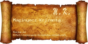 Maginyecz Krizanta névjegykártya